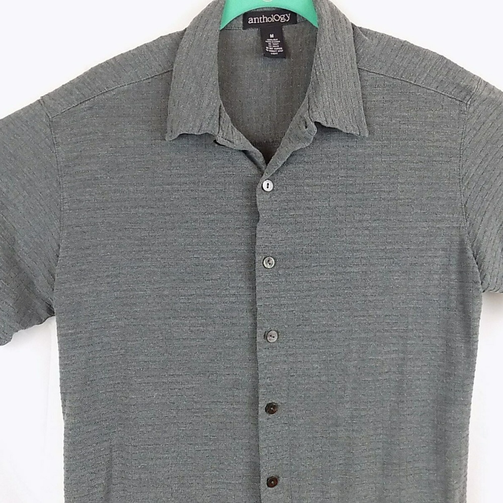 Anthology Men's Short Sleeve Large 100% Silk Gray